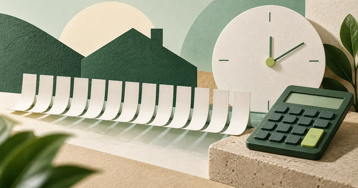 Illustration de paiements mensuels représentés par des repères réguliers.